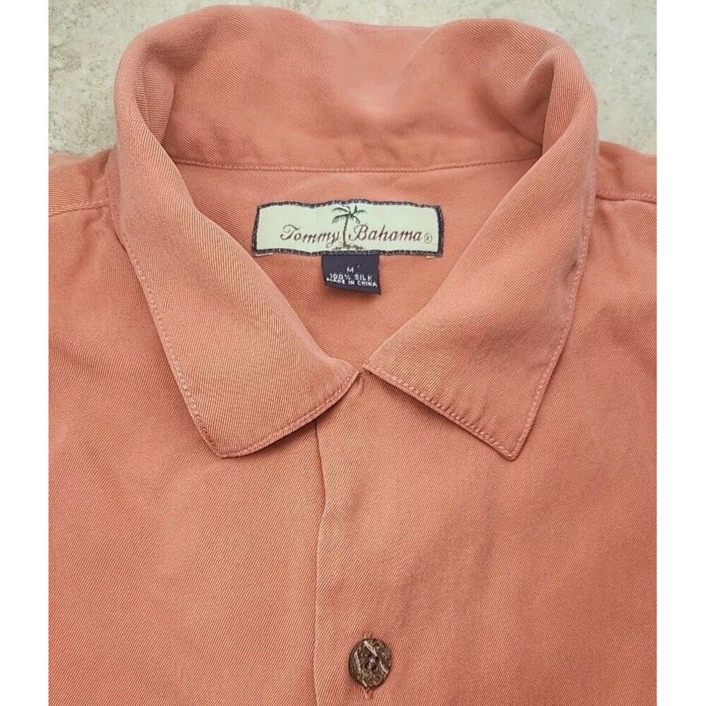 Tommy Bahama Mens Coral Silk Hawaiian Button Up Short Sleeve Shirt Size M